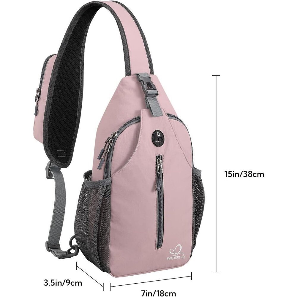 Men Pink Crossbody Sling Backpack Sling Bag Travel Hiking Chest Daypack - Picture 3 of 6